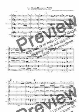 page one of 2 Classical Favourites for Wind Quartet (volume five)