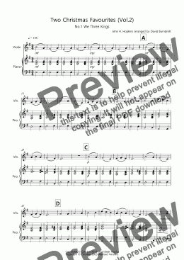 page one of 2 Christmas Favourites for Violin and Piano (volume two)