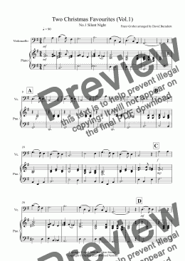 page one of 2 Christmas Favourites for Cello and Piano (volume one)