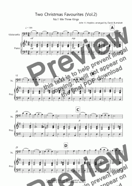 page one of 2 Christmas Favourites for Cello and Piano (volume two)