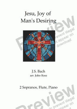 page one of Bach - Jesu, Joy of Man's Desiring - 2 Sopranos, Flute, Piano