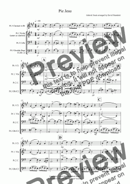 page one of Pie Jesu for Clarinet or Violin, Cello and Double Bass Trio
