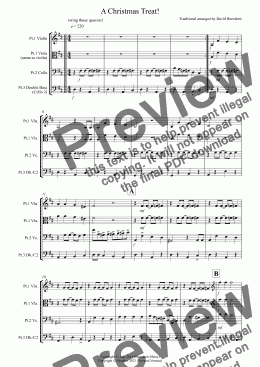 page one of A Christmas Treat! for Violin or Viola, Cello and Double Bass