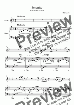 page one of Serenity - Oboe and Piano
