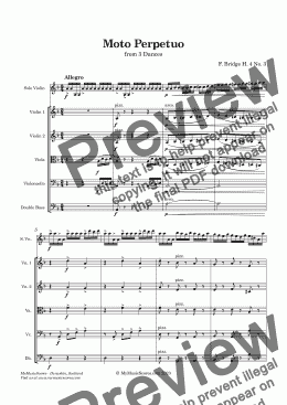 page one of Bridge Moto Perpetuo for Violin and String Orchestra 