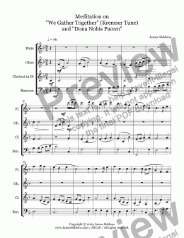 page one of Meditation on We Gather Together and Dona Nobis Pacem - WdWd Quartet - Full Score