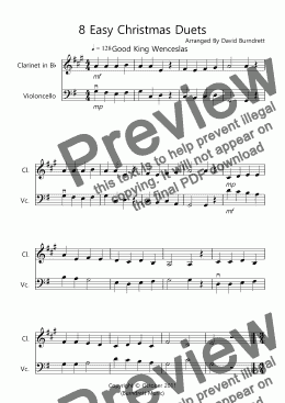 page one of 8 Easy Christmas Duets for Clarinet and Cello