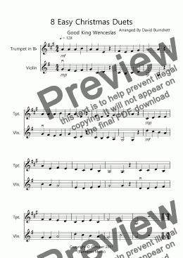 page one of 8 Easy Christmas Duets for Trumpet and Violin