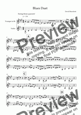 page one of Blues Duet for Trumpet and Violin