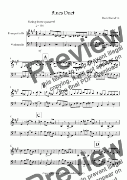 page one of Blues Duet for Trumpet and Cello