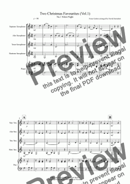 page one of 2 Christmas Favourites for Saxophone Quartet (Volume one)