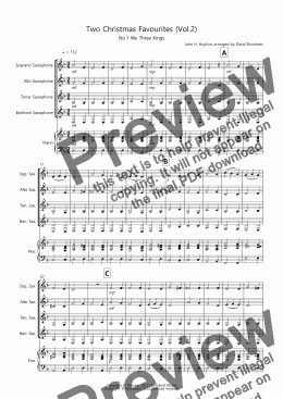 page one of 2 Christmas Favourites for Saxophone Quartet (Volume two)