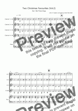 page one of 2 Christmas Favourites for Clarinet Quartet (Volume two)