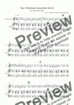 page one of 2 Christmas Favourites for Clarinet and Piano (volume two)