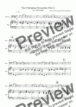 page one of 2 Christmas Favourites for Bassoon and Piano (volume one)