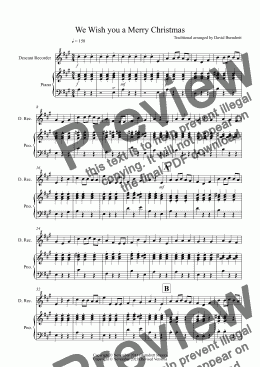 page one of We Wish you a Merry Christmas for Descant Recorder and Piano