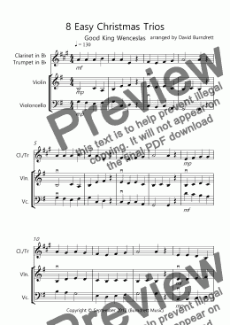page one of 8 Easy Christmas Trios for Clarinet or Trumpet, Violin and Cello