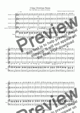 page one of 3 Easy Christmas Pieces for Clarinet Quartet