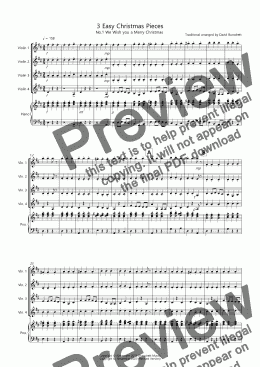 page one of 3 Easy Christmas Pieces for Violin Quartet