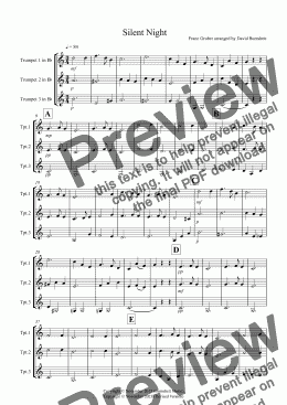 page one of Silent Night for Trumpet Trio