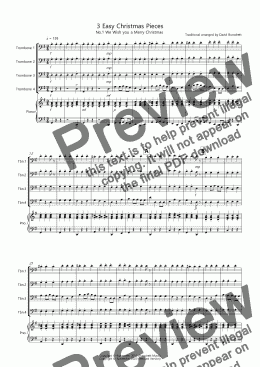 page one of 3 Easy Christmas Pieces for Trombone Quartet
