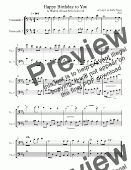 page one of Happy Birthday to You for Cello Duet