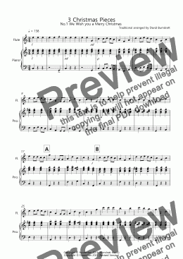page one of 3 Easy Christmas Pieces for Flute and Piano
