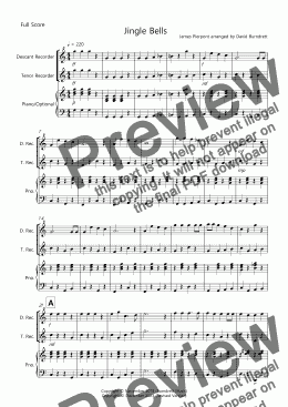 page one of Jingle Bells (Easy Version!) for Descant and Tenor Recorder Duet