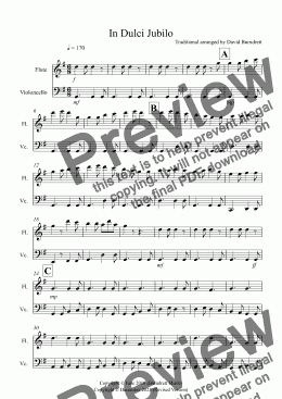 page one of In Dulci Jubilo for Flute and Cello Duet