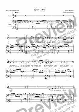 page one of April Love (Dowson) for Voice and Piano