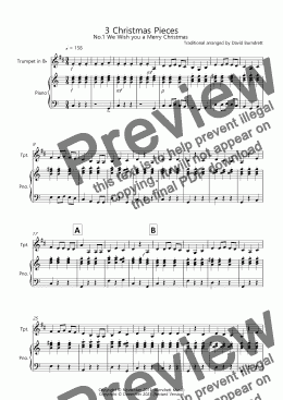 page one of 3 Easy Christmas Pieces for Trumpet and Piano