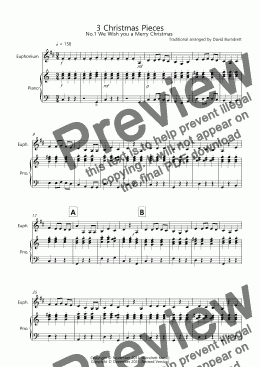 page one of 3 Easy Christmas Pieces for Euphonium and Piano