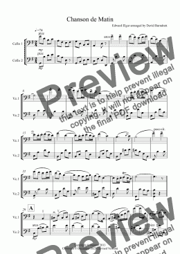 page one of Chanson de Matin for Cello Duet