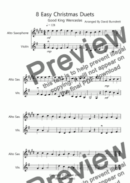 page one of 8 Easy Christmas Duets for Alto Saxophone and Violin