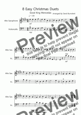 page one of 8 Easy Christmas Duets for Alto Saxophone and Cello