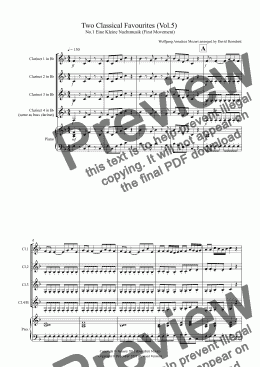 page one of 2 Classical Favourites for Clarinet Quartet (volume five)