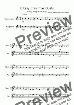 page one of 8 Easy Christmas Duets for Glockenspiel and Xylophone Duet