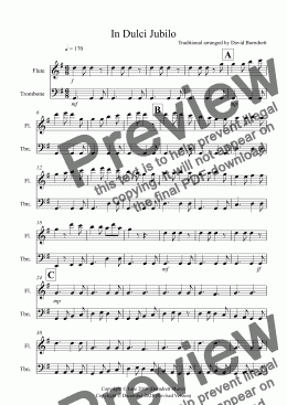 page one of In Dulci Jubilo for Flute and Trombone Duet