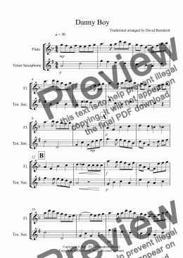 page one of Danny Boy for Flute and Tenor Saxophone Duet