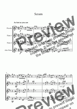 page one of Scram - Flute Quartet