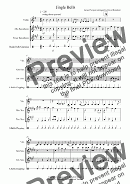 page one of Jingle Bells (Jazzy Style!) for Violin, Alto and Tenor Saxophone Trio