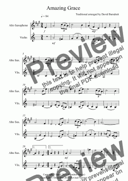 page one of Amazing Grace for Alto Saxophone and Violin Duet