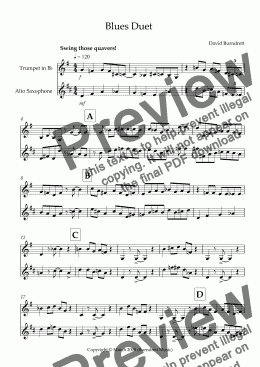 page one of Blues Duet for Trumpet and Alto Saxophone