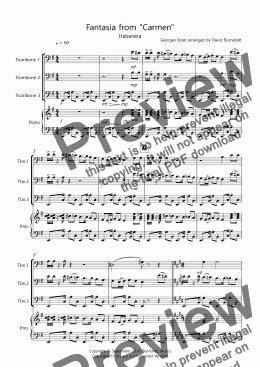 page one of Habanera (Fantasia from Carmen) for Trombone Trio