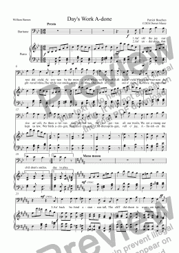 page one of Day's Work A-done for Baritone voice and Piano