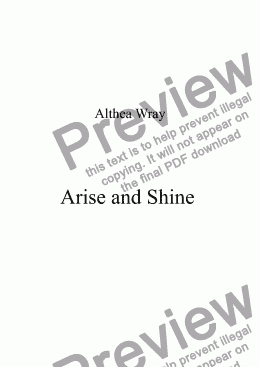 page one of Arise and Shine