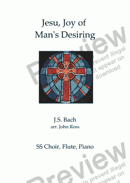 page one of Bach - Jesu, Joy of Man's Desiring - SS Choir, Flute, Piano