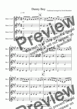page one of Danny Boy for Horn Quartet