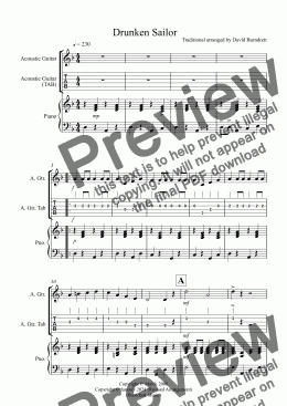page one of Drunken Sailor for Guitar and Piano