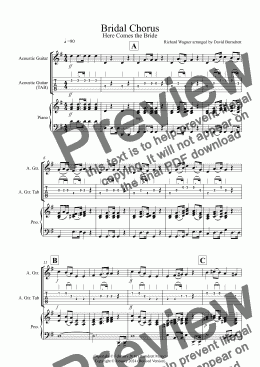 page one of Bridal Chorus "Here Comes The Bride" for Guitar and Piano